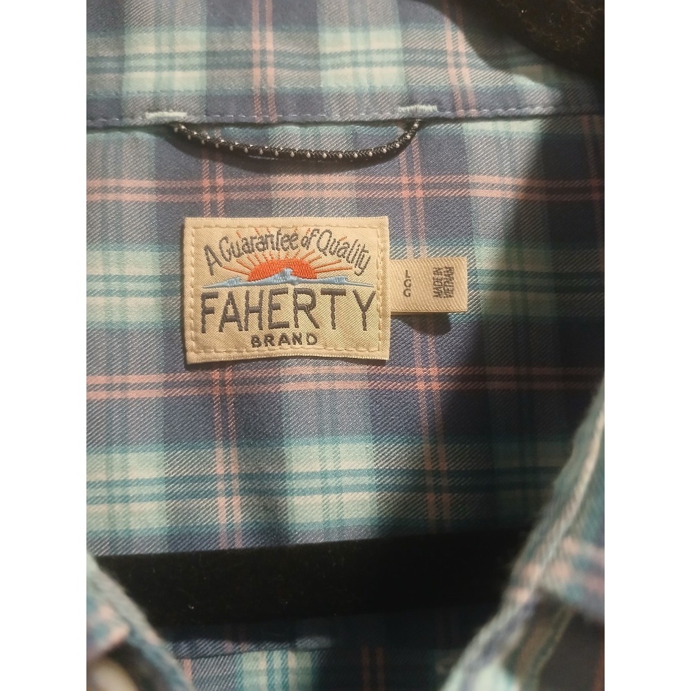 Faherty Men's LARGE Stretch Movement Spring Valley Plaid Button Down Shirt - Picture 2 of 5